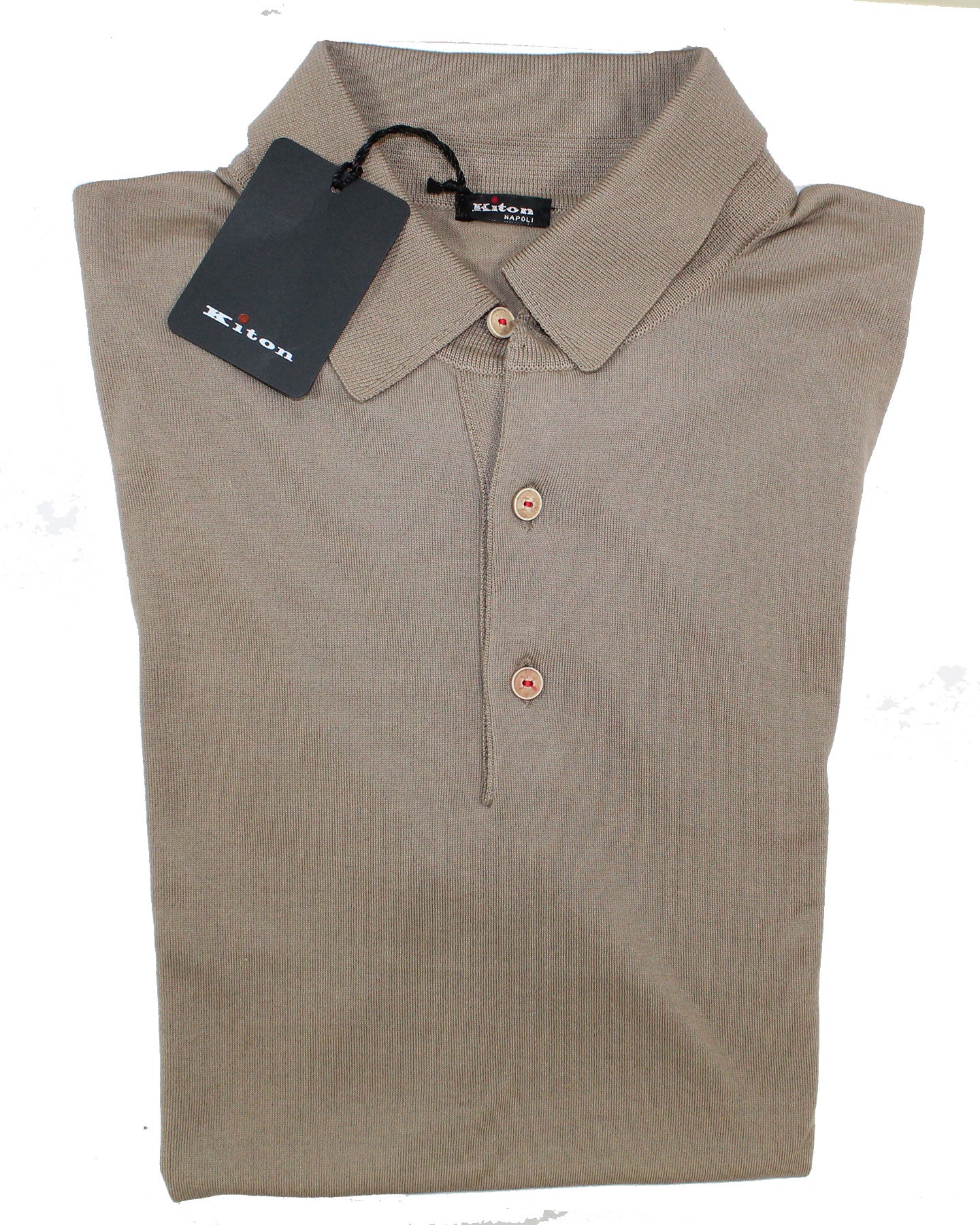 Kiton Polo Shirt Beige With White Logo Sleeve Detail EU 50/ M SALE