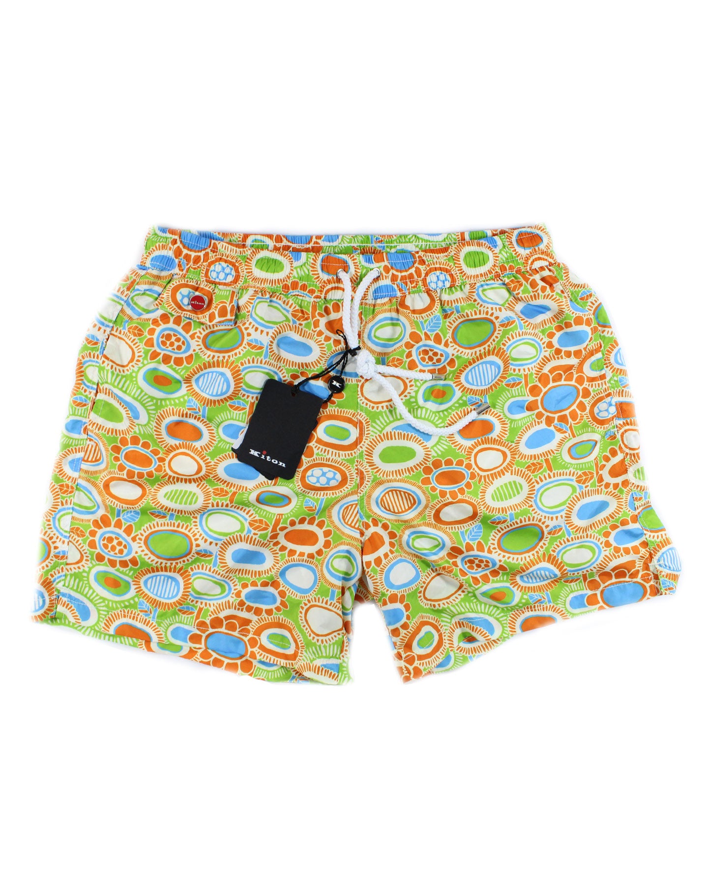 Kiton Swim Shorts L Lime Orange Design - Men Swimwear SALE
