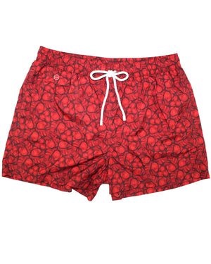 Kiton Swim Shorts L Red Black Design - Men Swimwear