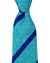 Kiton Silk Tie Aqua Royal Blue Stripes Design - Sevenfold Necktie