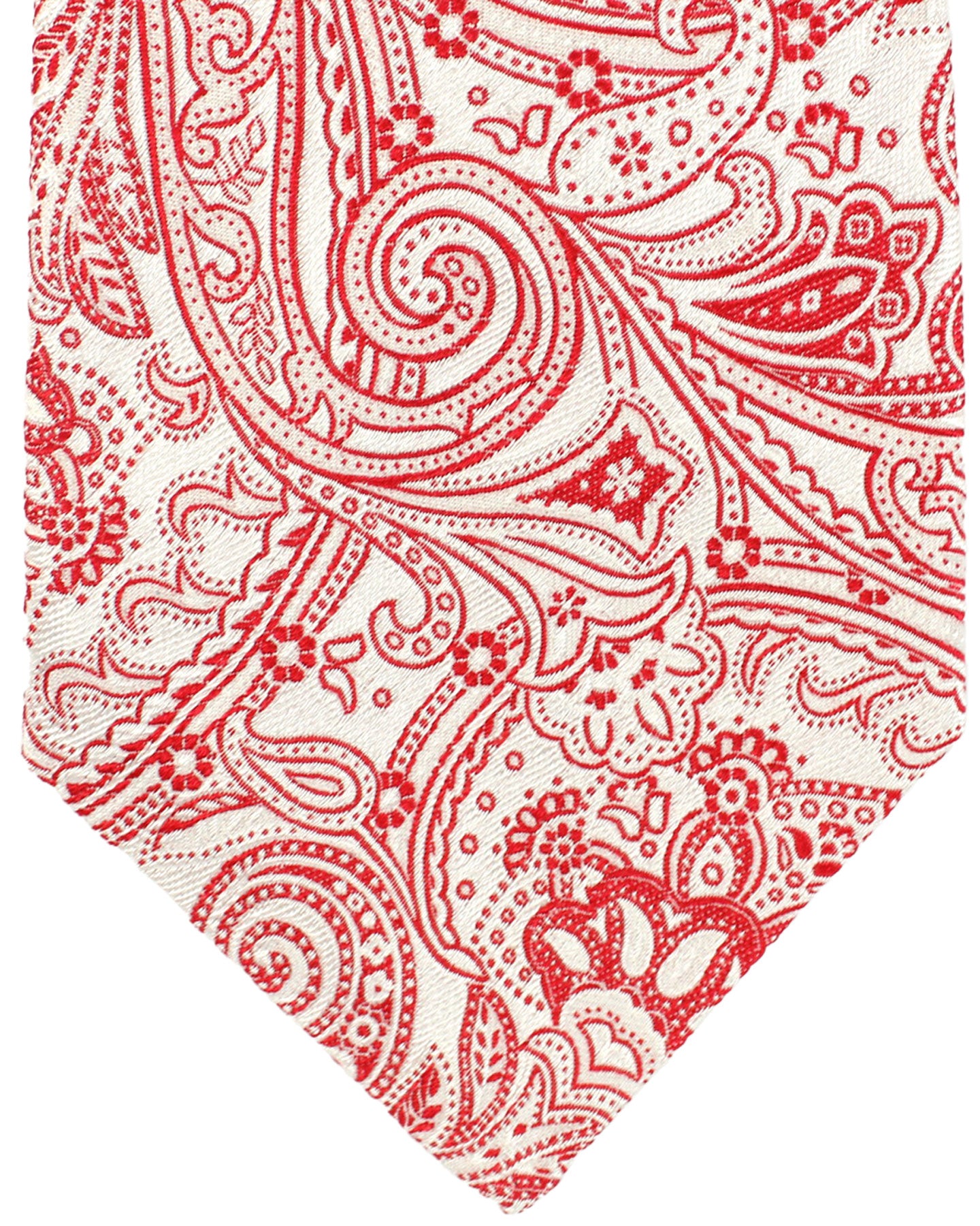 Kiton Tie Silver Red Ornamental Design - Sevenfold Necktie