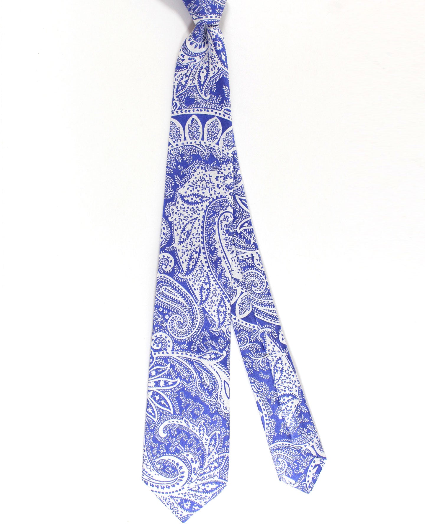 Kiton Tie Gray Royal Blue Ornamental Design - Sevenfold Necktie