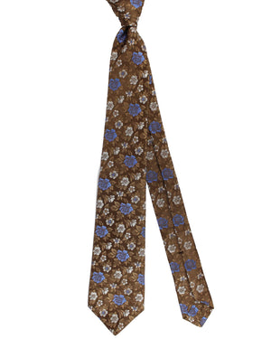Kiton Sevenfold Tie Brown Floral Design