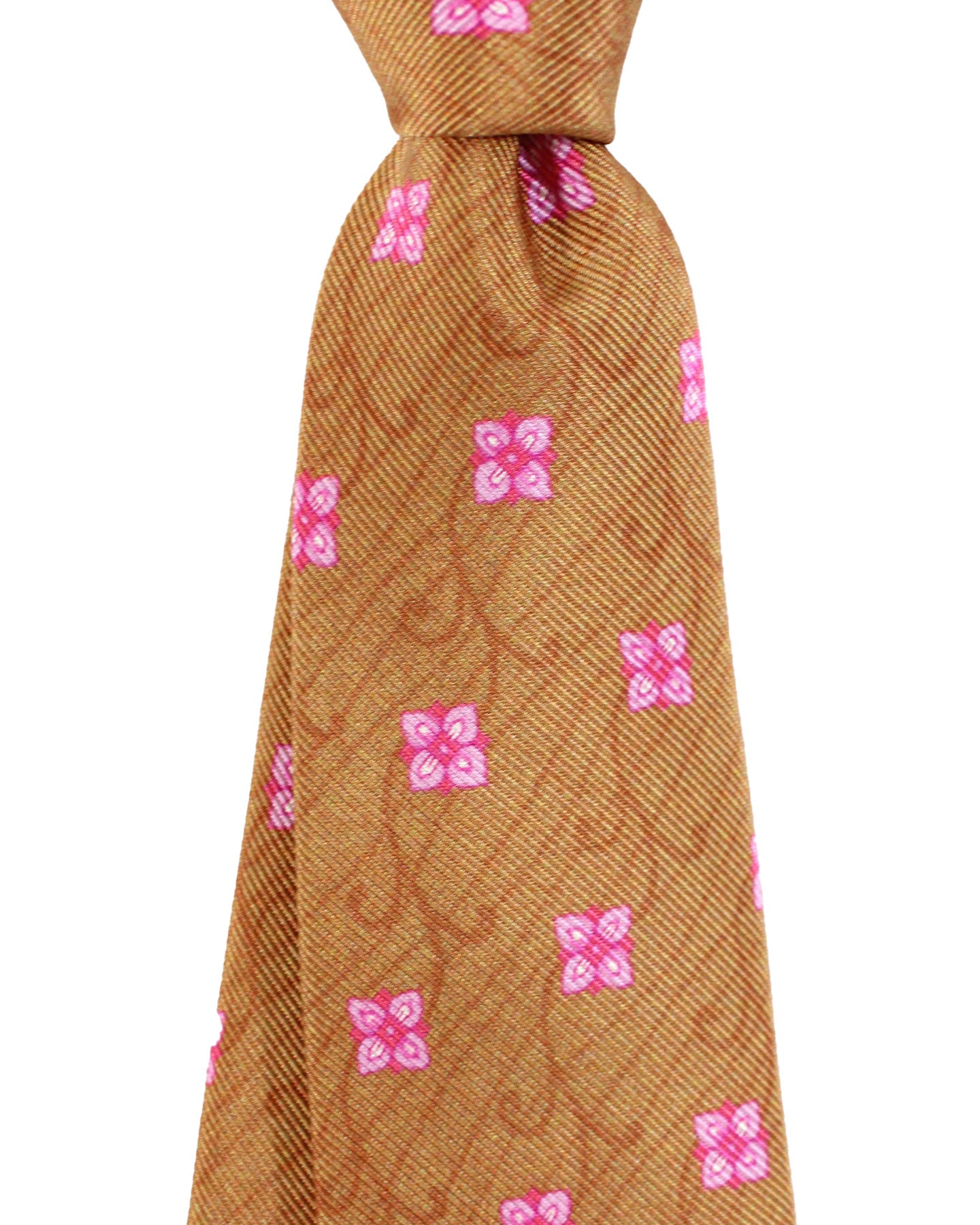 Kiton Tie Brown Pink Floral - Sevenfold Necktie