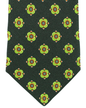 Kiton Tie Dark Green Lime Medallions - Sevenfold Necktie