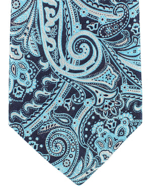 Kiton Tie Blue Ornamental Design - Sevenfold Necktie