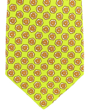 Kiton Tie Lime Geometric Design - Sevenfold Necktie