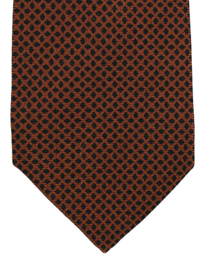 Kiton Silk Tie Brown Black Grid Design - Sevenfold Necktie