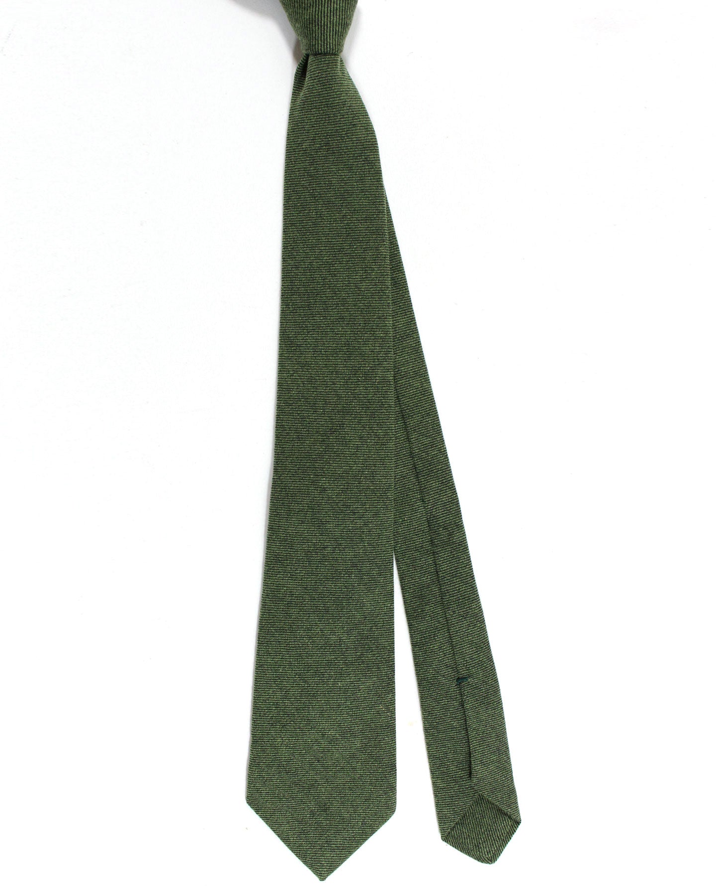 Kiton Cashmere Tie Green Grosgrain Design - Sevenfold Necktie