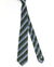 Kiton Wool Silk Linen Tie Blue Green Stripes Design - Sevenfold Necktie
