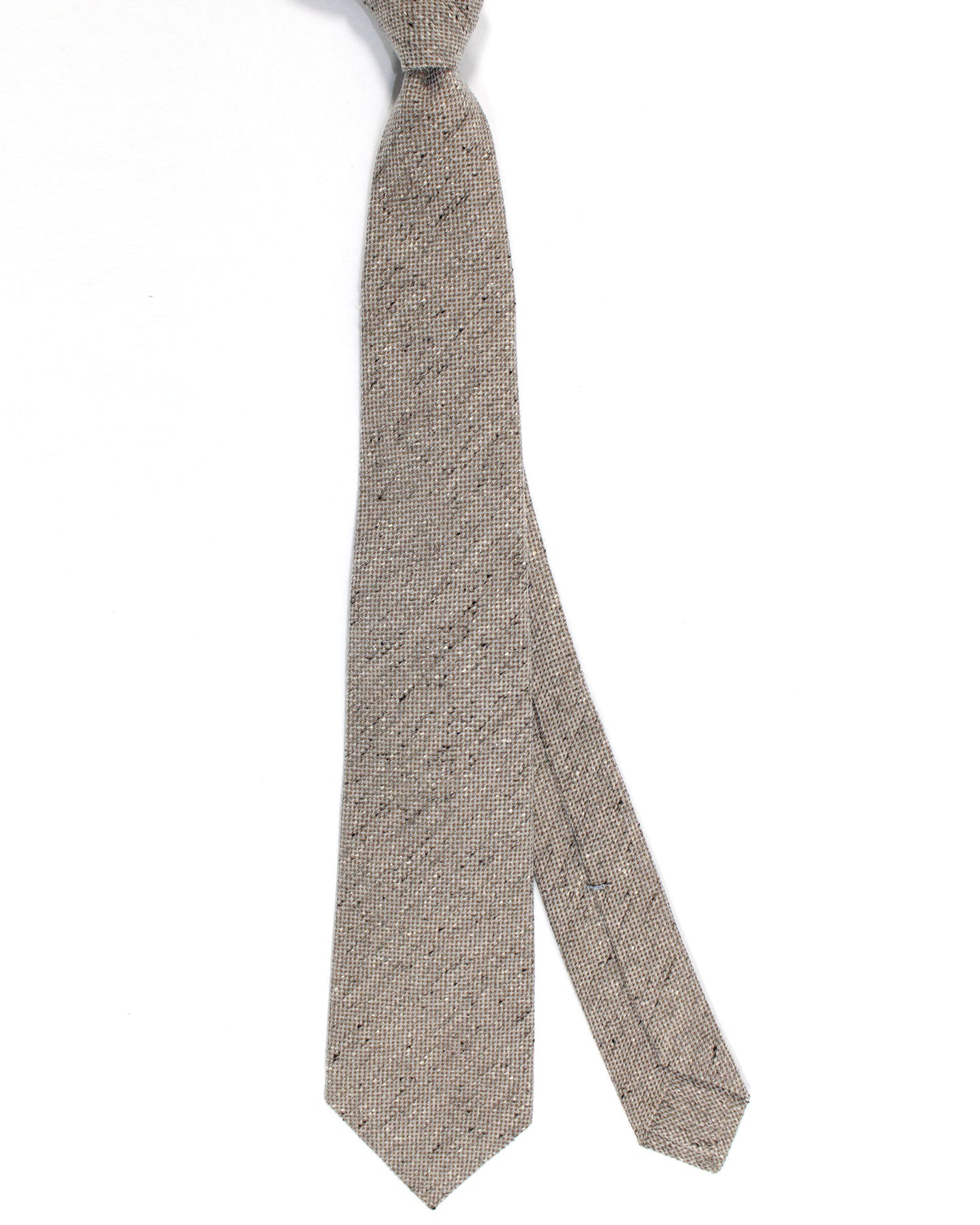Kiton Wool Silk Tie Gray Taupe Speckles Design - Sevenfold Necktie