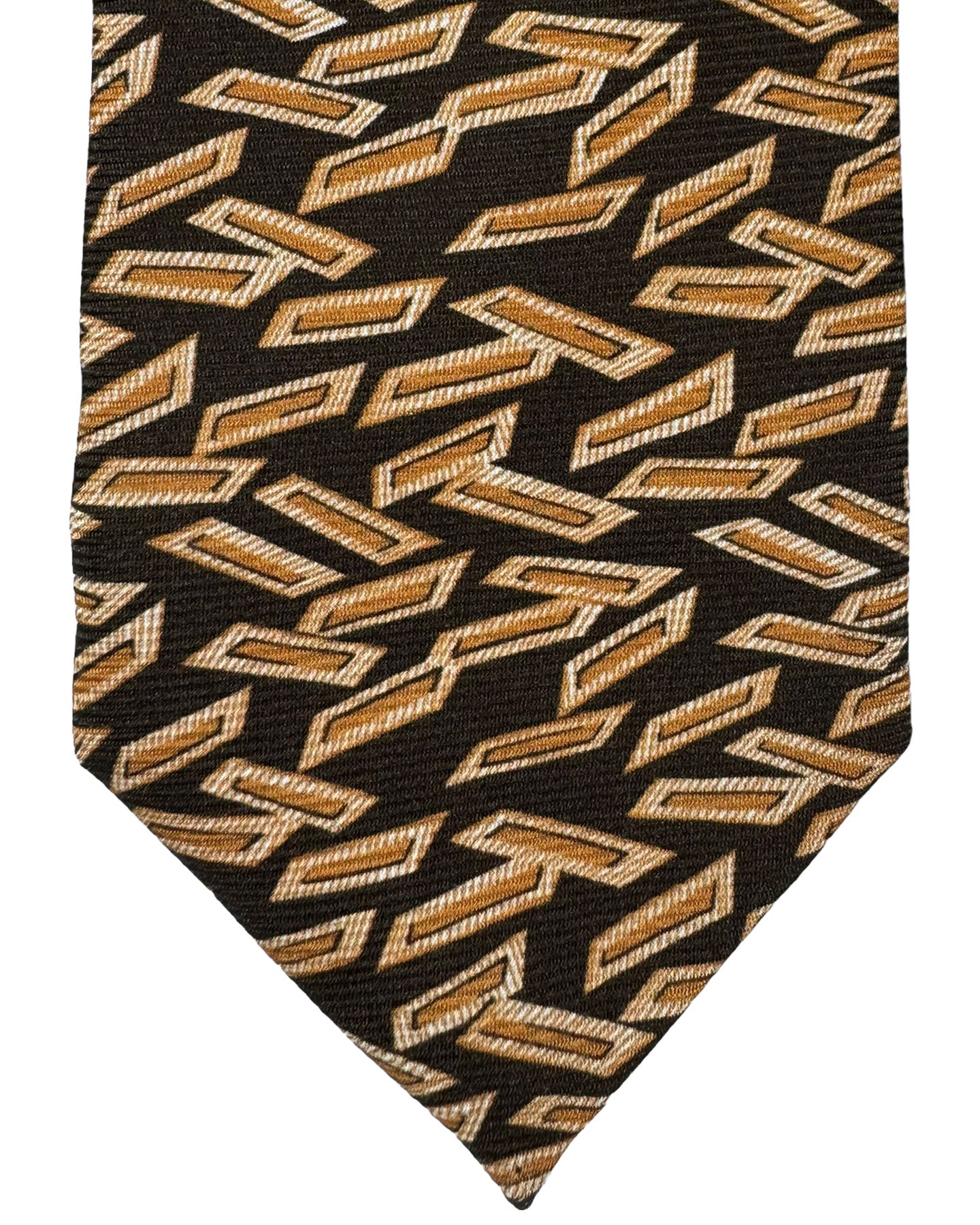 Kiton Silk Tie Brown Geometric Design - Sevenfold Necktie