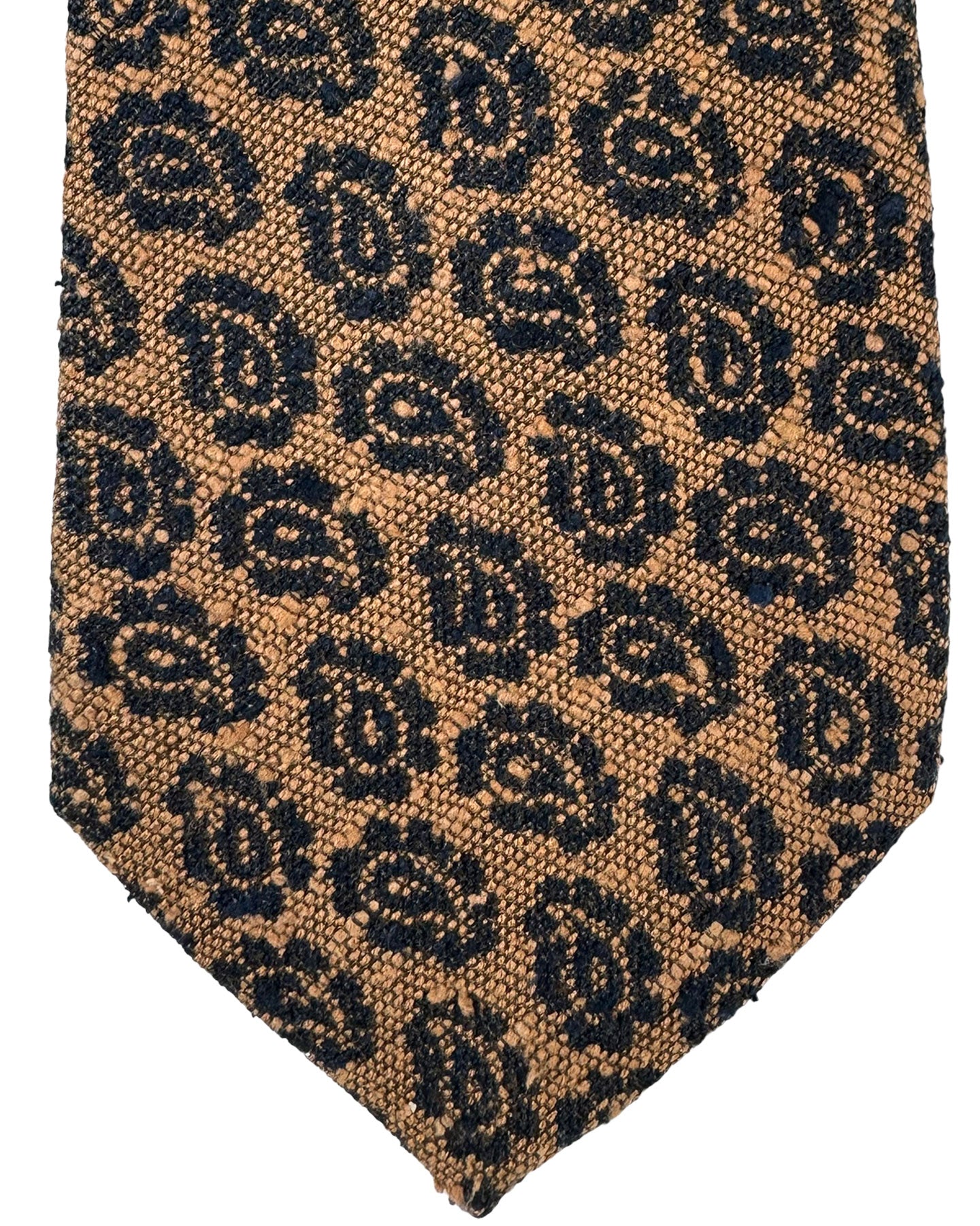 Kiton Silk Tie Brown Black Paisley Design - Sevenfold Necktie