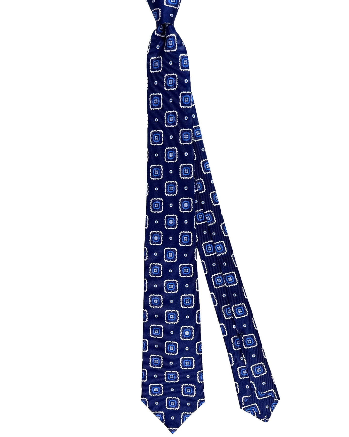 Kiton Tie Navy Blue Flowers - Sevenfold Necktie