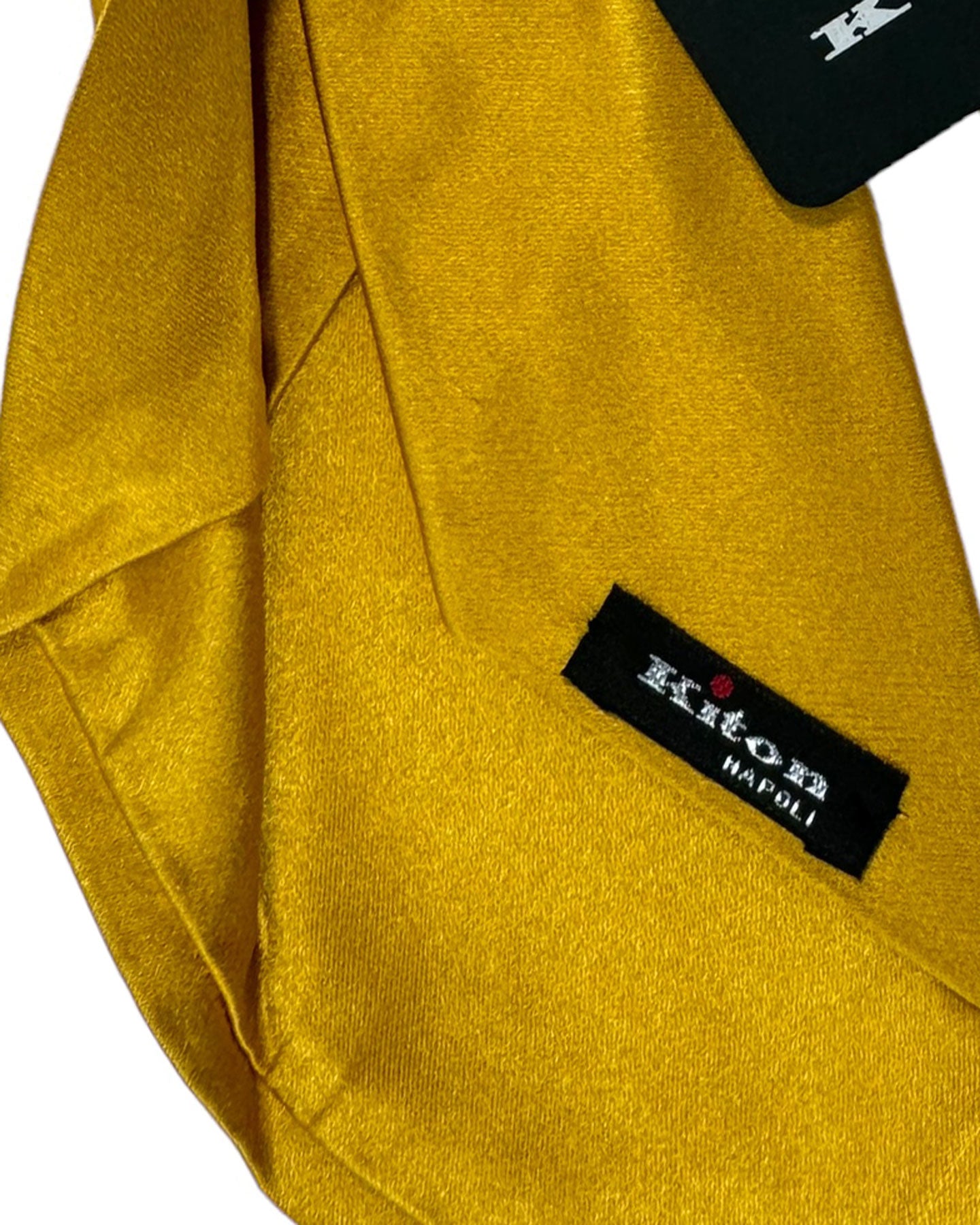 Kiton Silk Tie Mustard Solid Design - Sevenfold Necktie