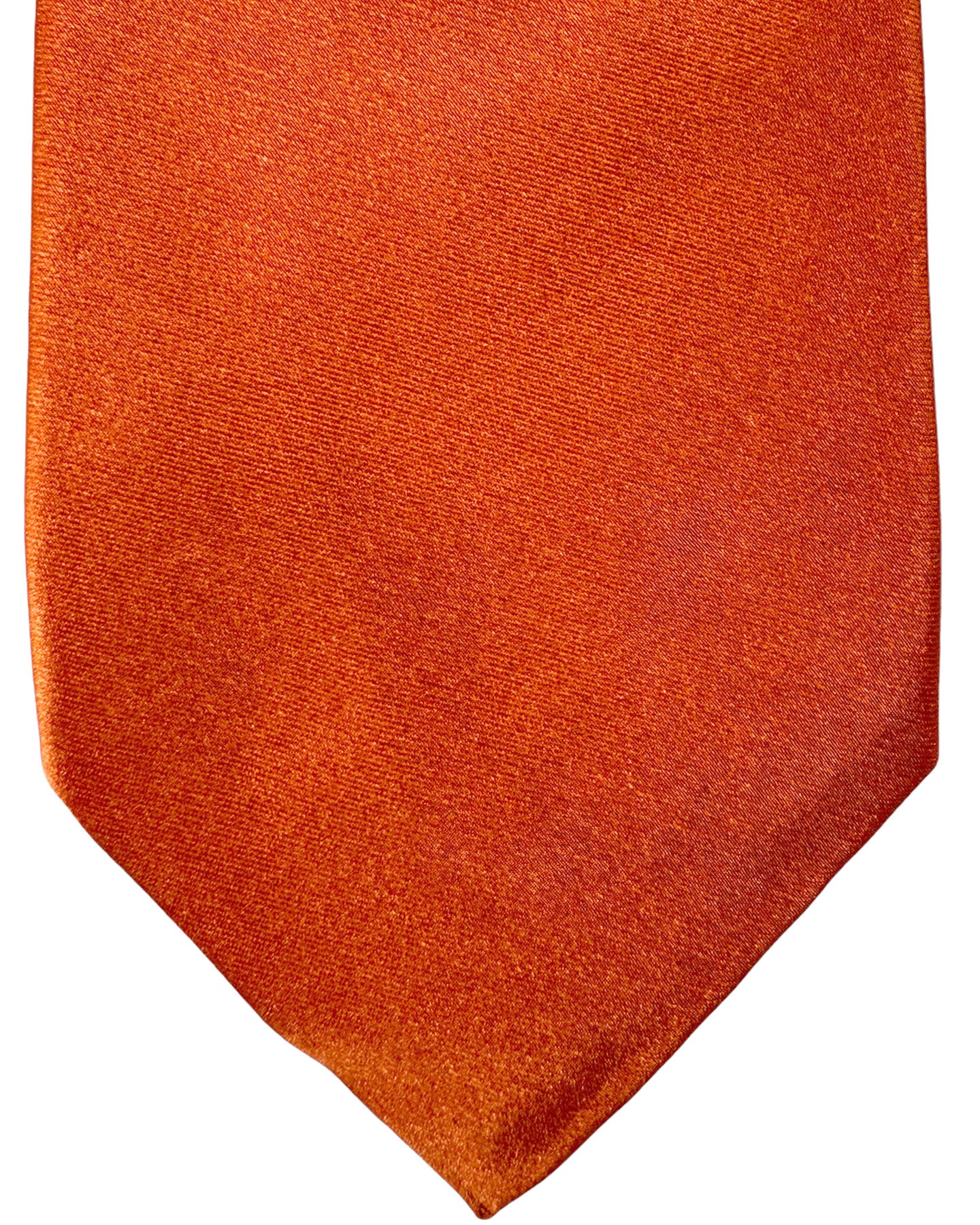 Kiton Silk Tie Orange Solid Design - Sevenfold Necktie