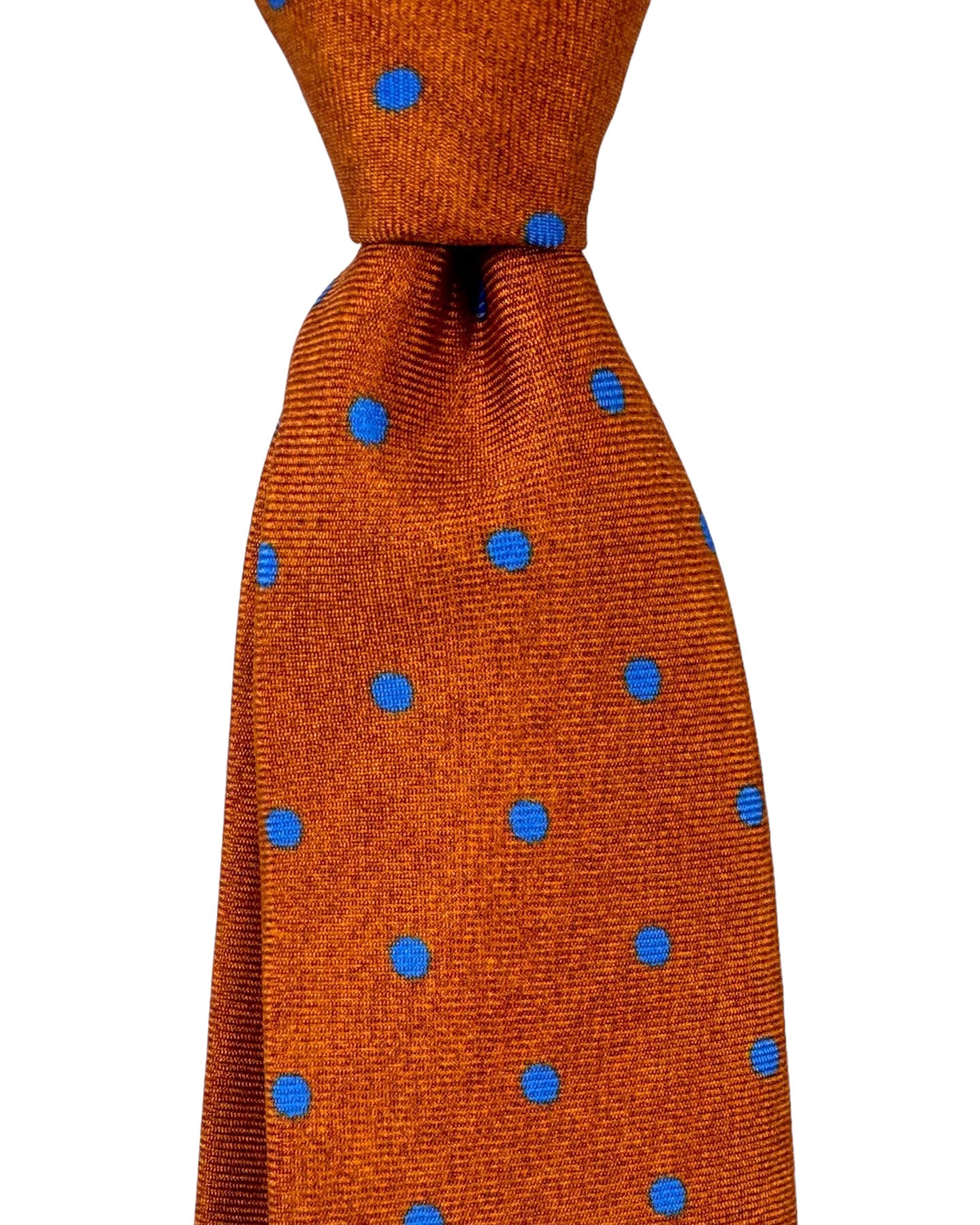 Kiton Tie Rust Brown Royal Blue Mini Dots - Sevenfold Necktie