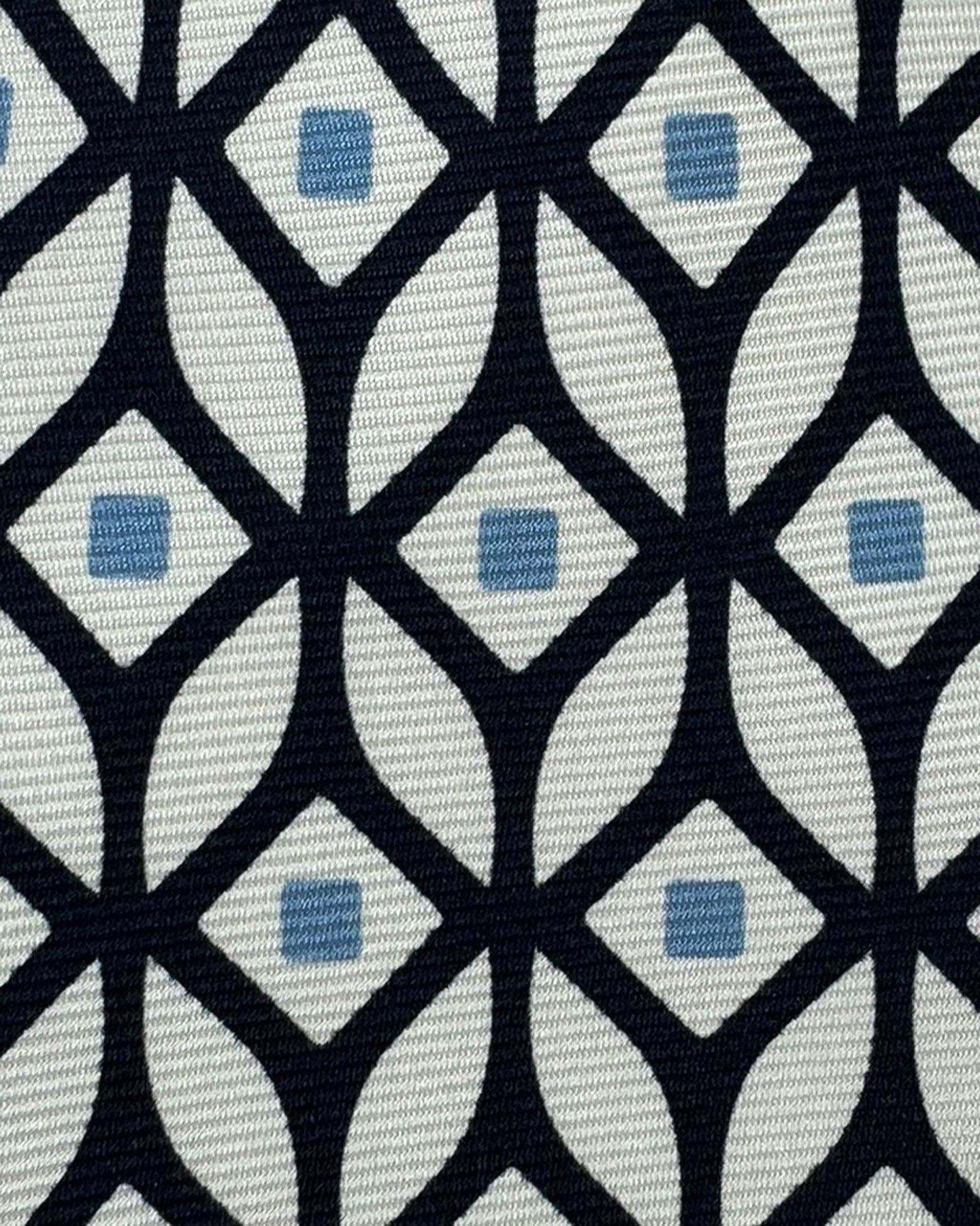 Kiton Tie White Black Blue Geometric - Sevenfold Necktie