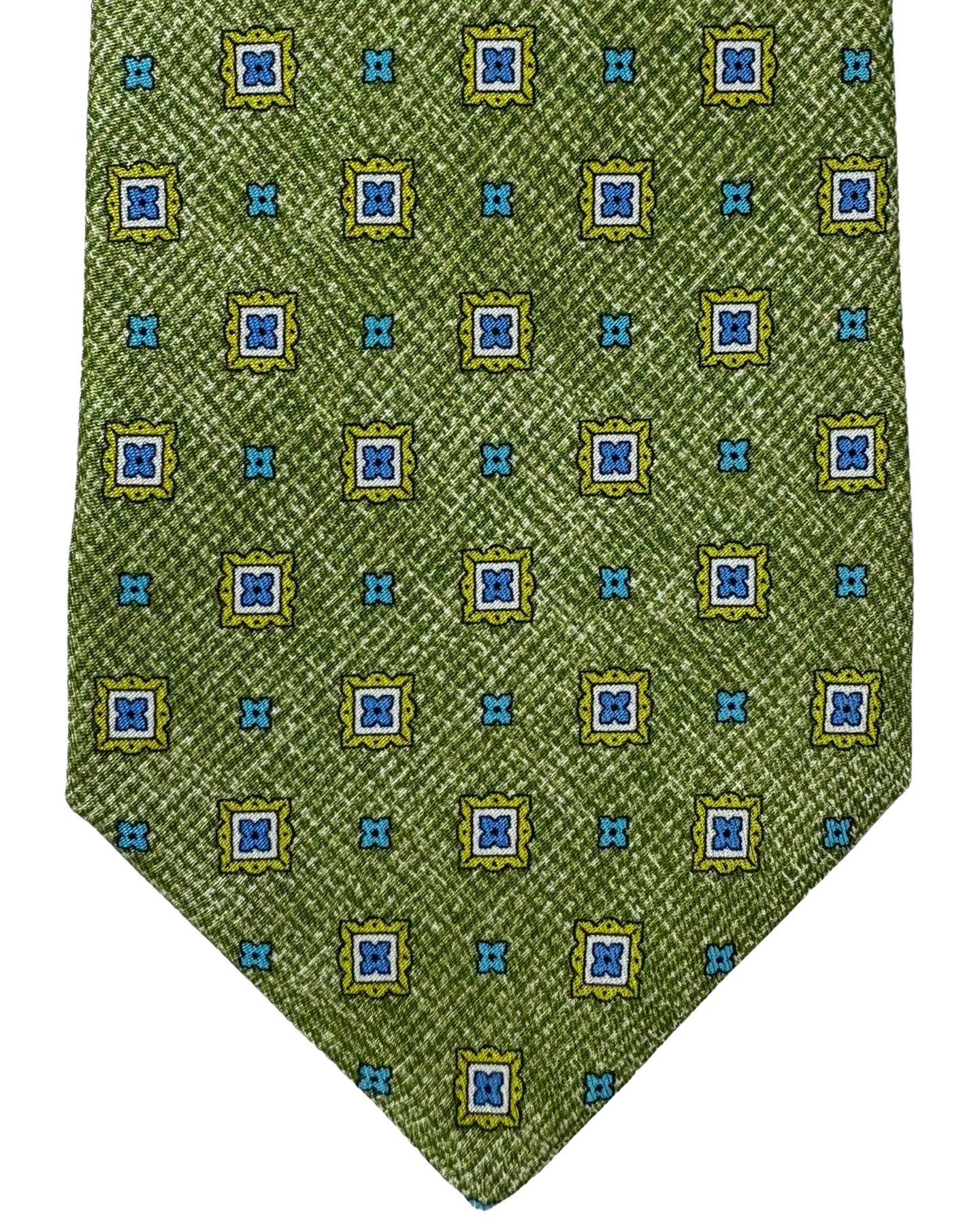Kiton Tie Green Blue Mini Geometric - Sevenfold Necktie
