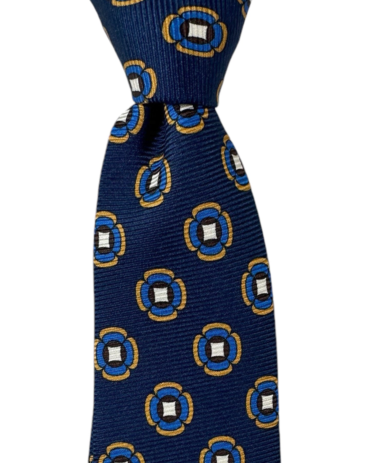 Kiton Tie Dark Blue Geometric - Sevenfold Necktie