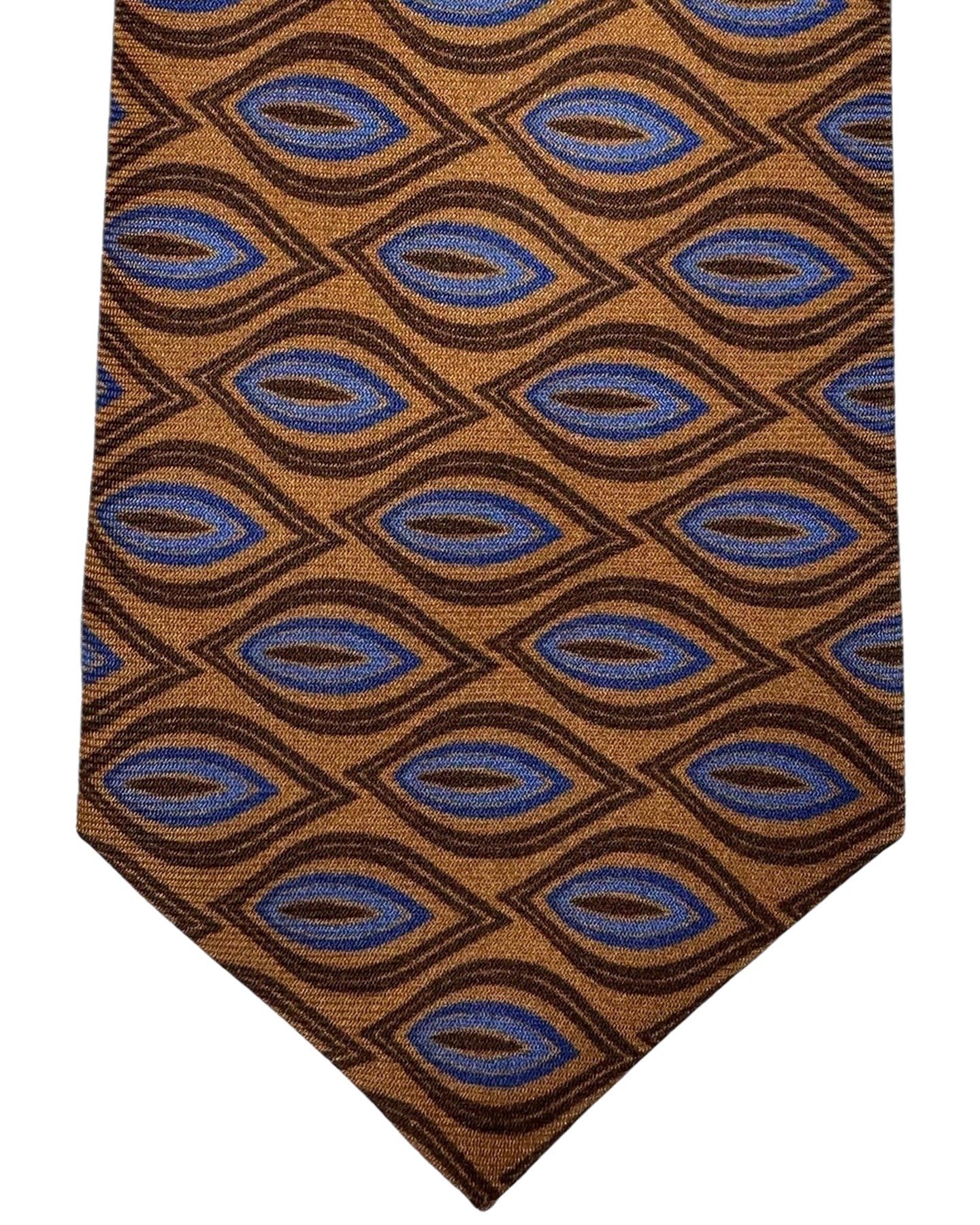 Kiton Tie Brown Blue Leaf - Sevenfold Necktie