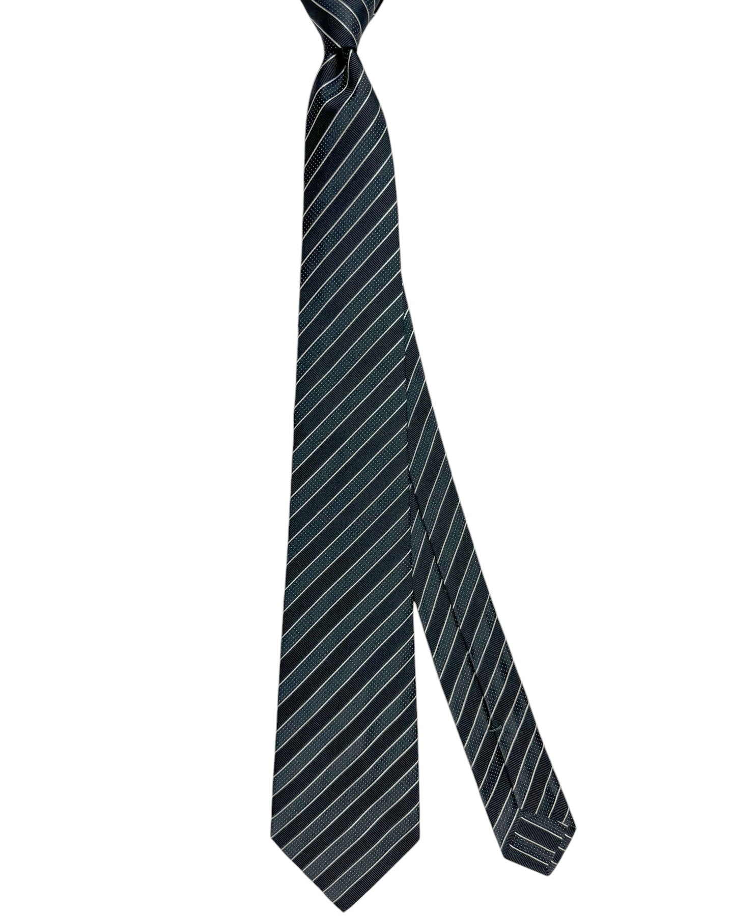 Kiton Silk Tie Gray Stripes Design - Sevenfold Necktie