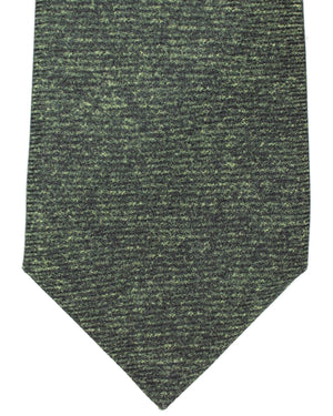 Kiton Silk Tie Forest Green Grosgrain Design - Sevenfold Necktie