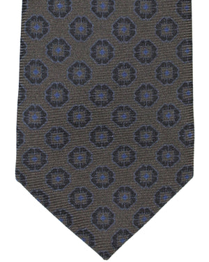 Kiton Silk Tie Dark Brown Floral Design - Sevenfold Necktie