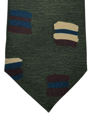 Kiton Silk Tie Dark Green Design - Sevenfold Necktie