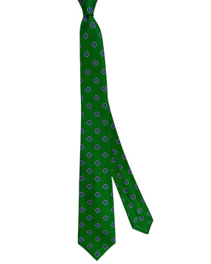 Kiton Sevenfold Tie Green Royal Blue Design