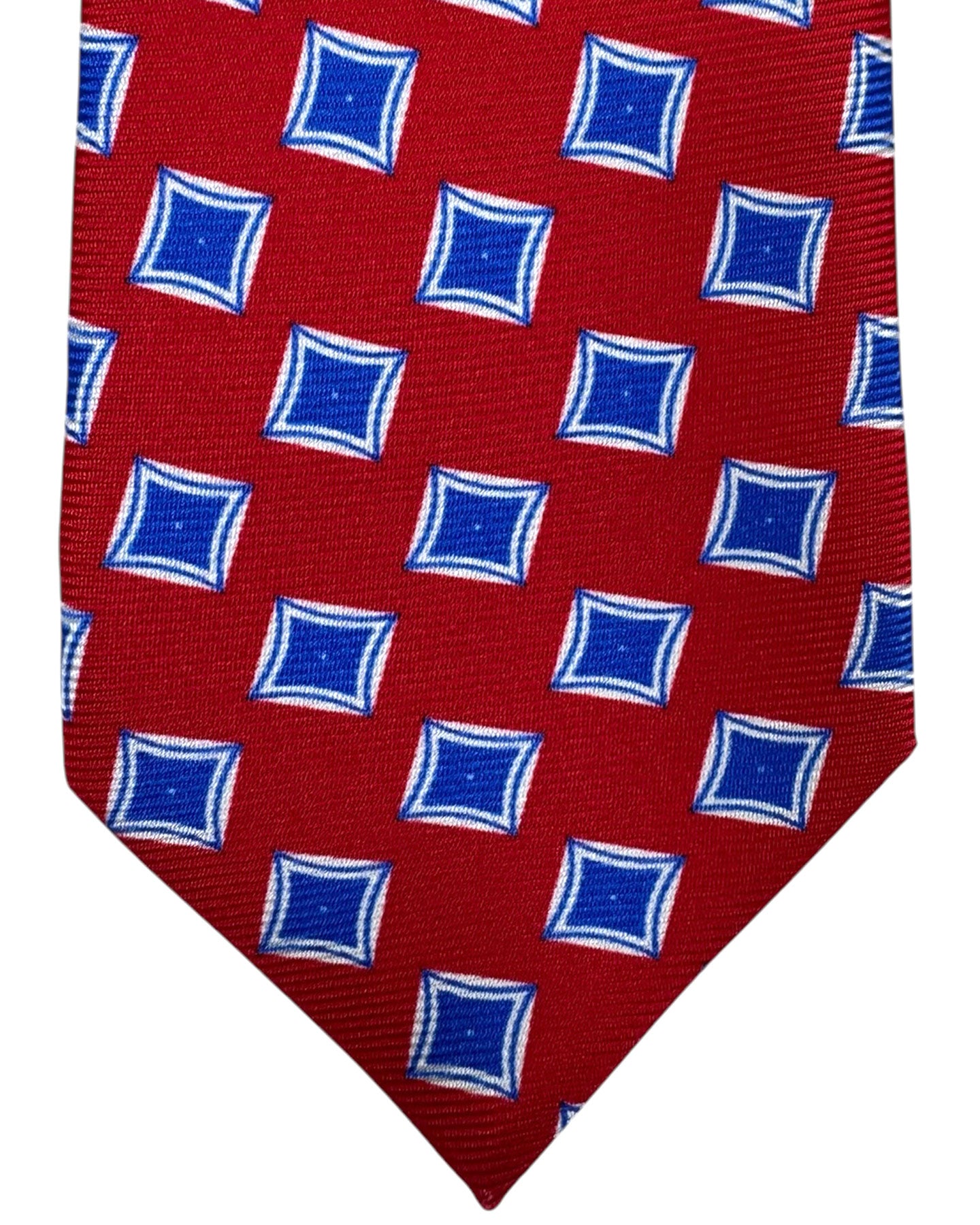 Kiton Sevenfold Tie Red Royal Blue Design