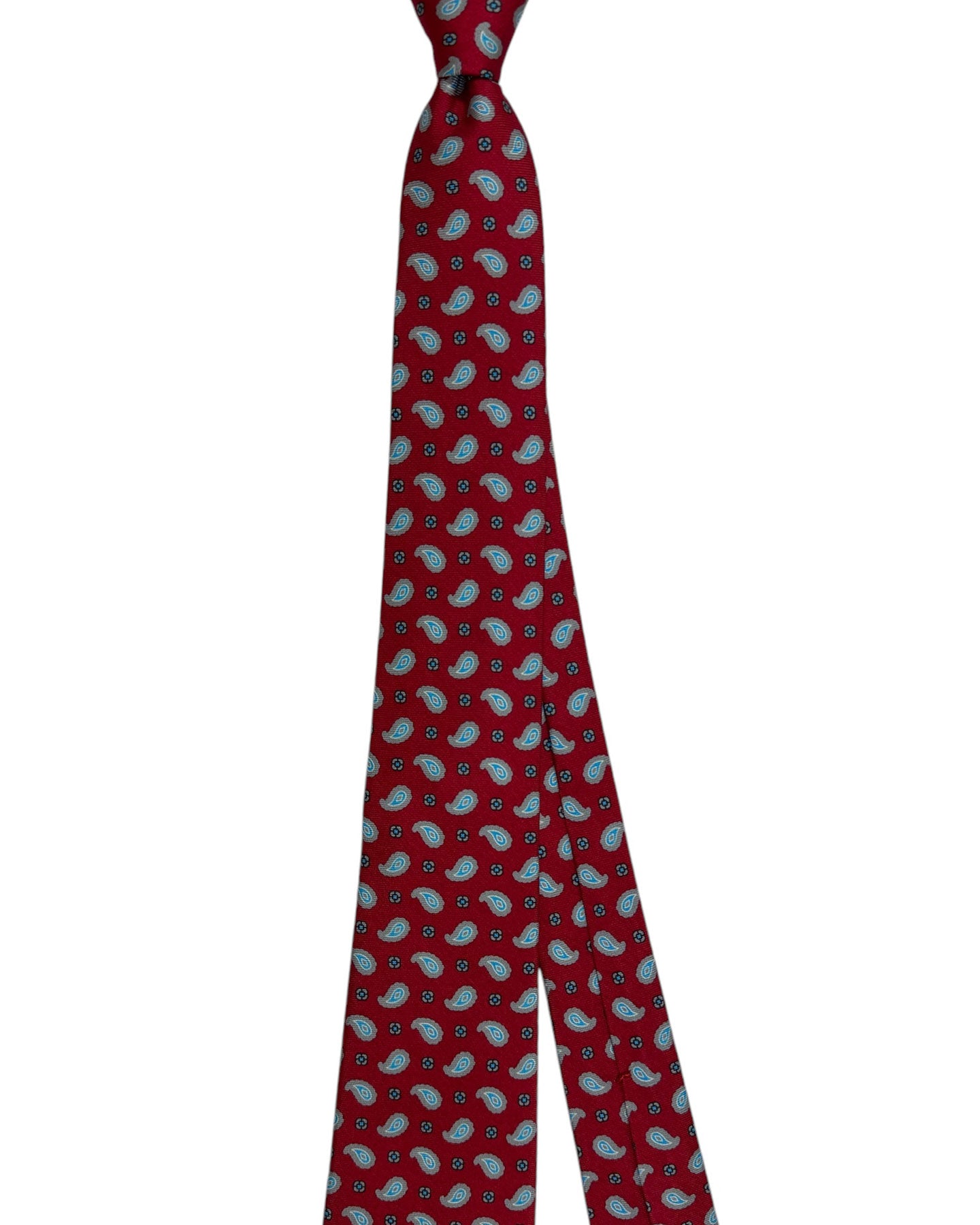 Kiton Sevenfold Tie Red Blue Taupe Paisley SALE