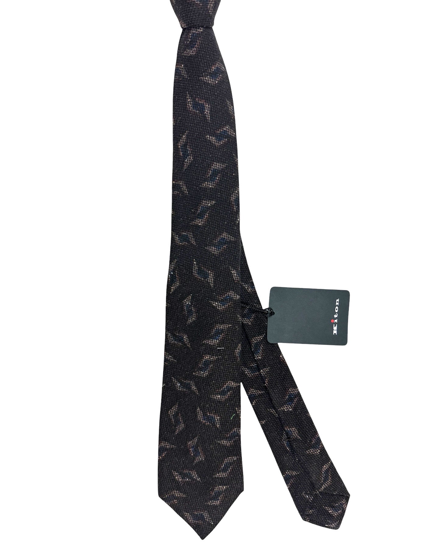 Kiton Sevenfold Tie Dark Brown Design - Wool Silk SALE