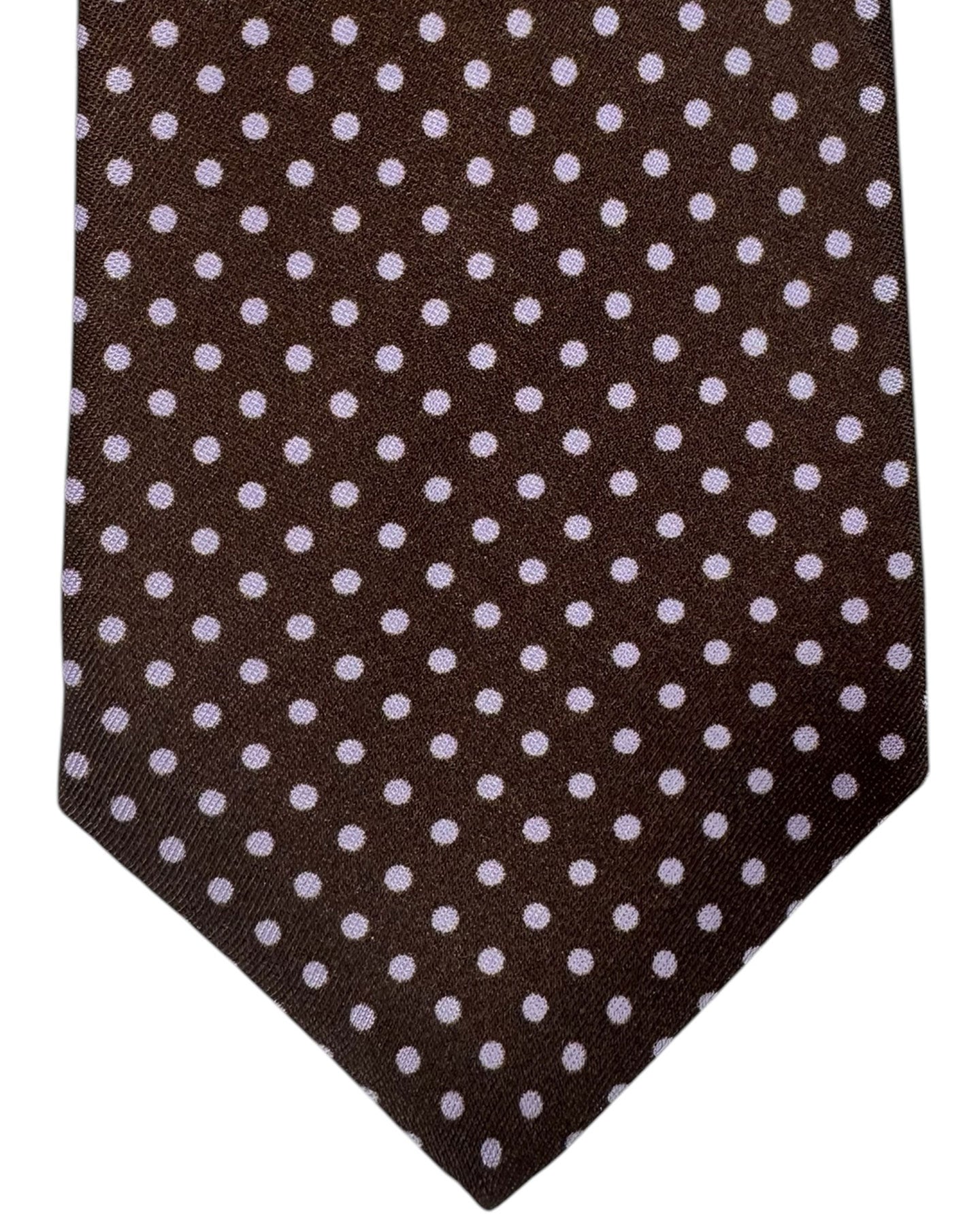 Kiton Sevenfold Tie Brown Pink Dots Design