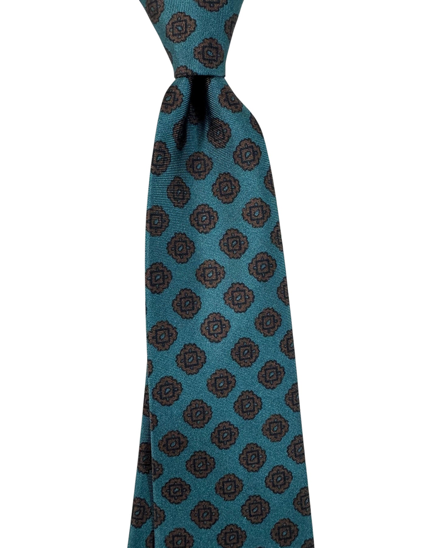 Kiton Tie Teal Brown Design - Sevenfold Necktie