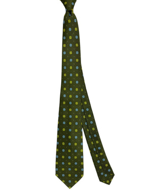 Kiton Necktie Green Mini Flowers Design - Sevenfold Necktie