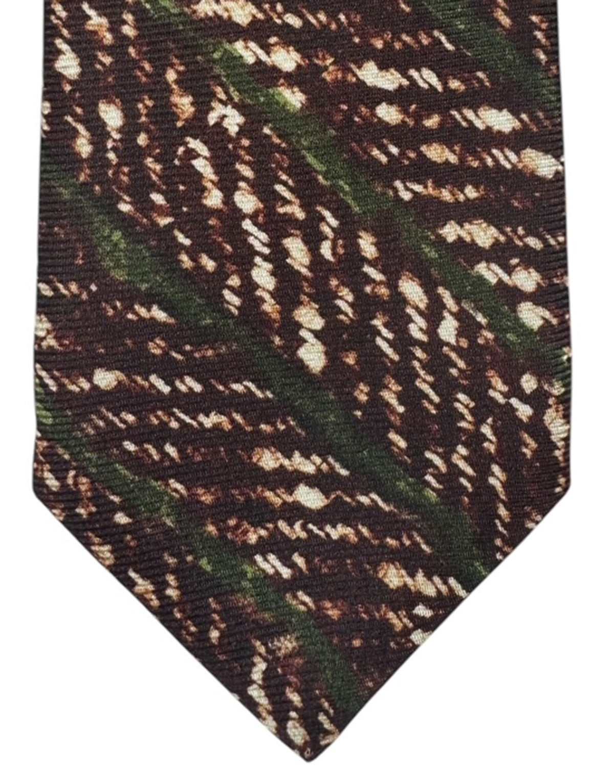 Kiton Tie Brown Green Stripes Design - Sevenfold Necktie
