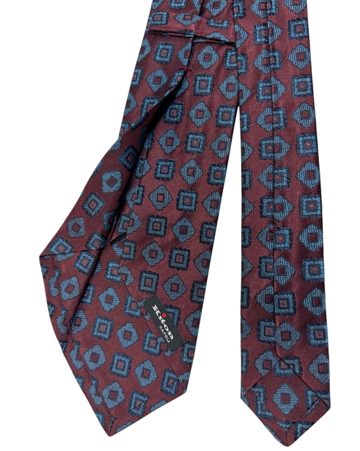 Kiton Tie Brown Teal Medallion - Sevenfold Necktie