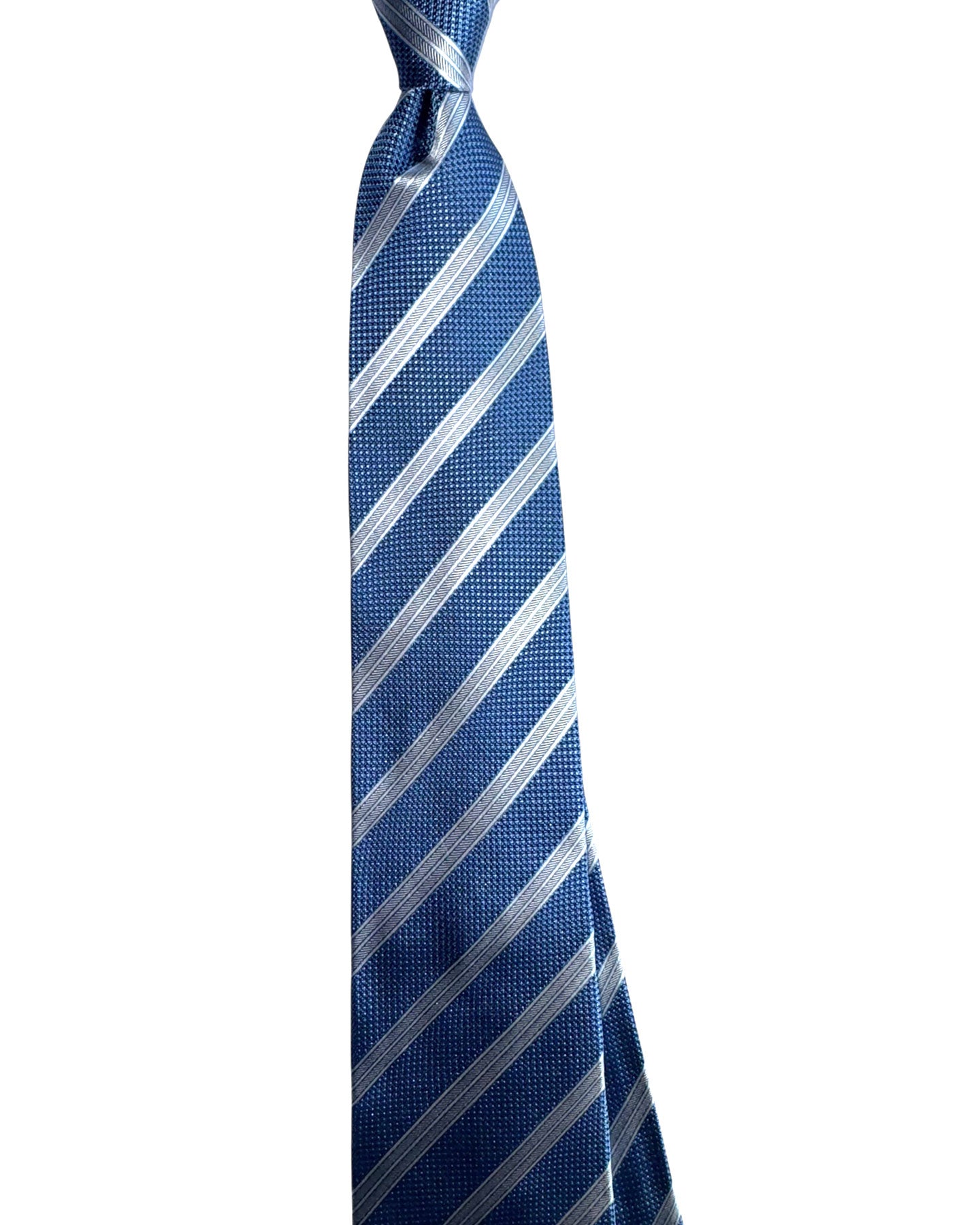 Kiton Sevenfold Tie Blue Stripes