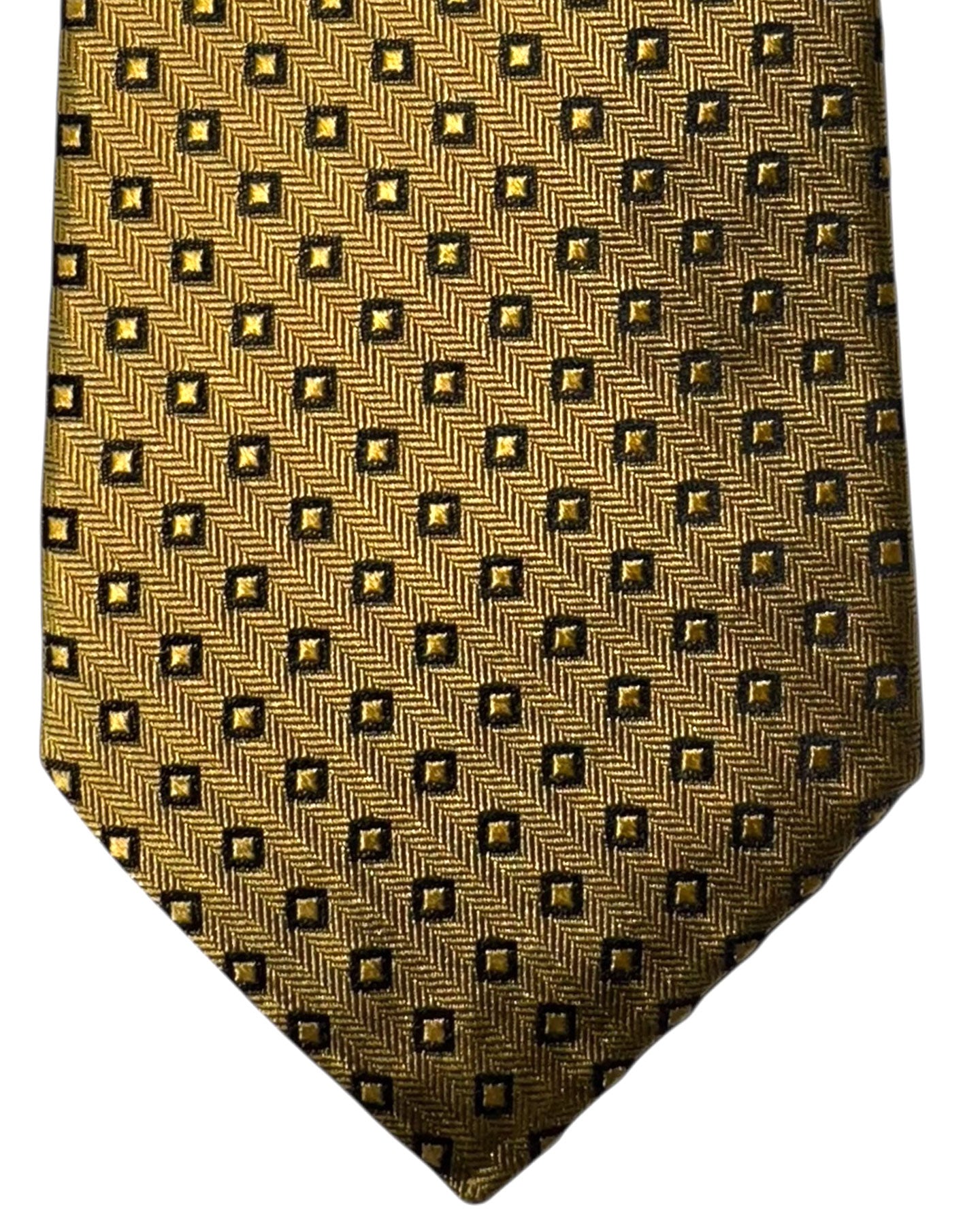 Kiton Sevenfold Tie Mustard Squares Design
