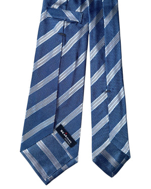 Kiton Sevenfold Tie Dark Blue Stripes