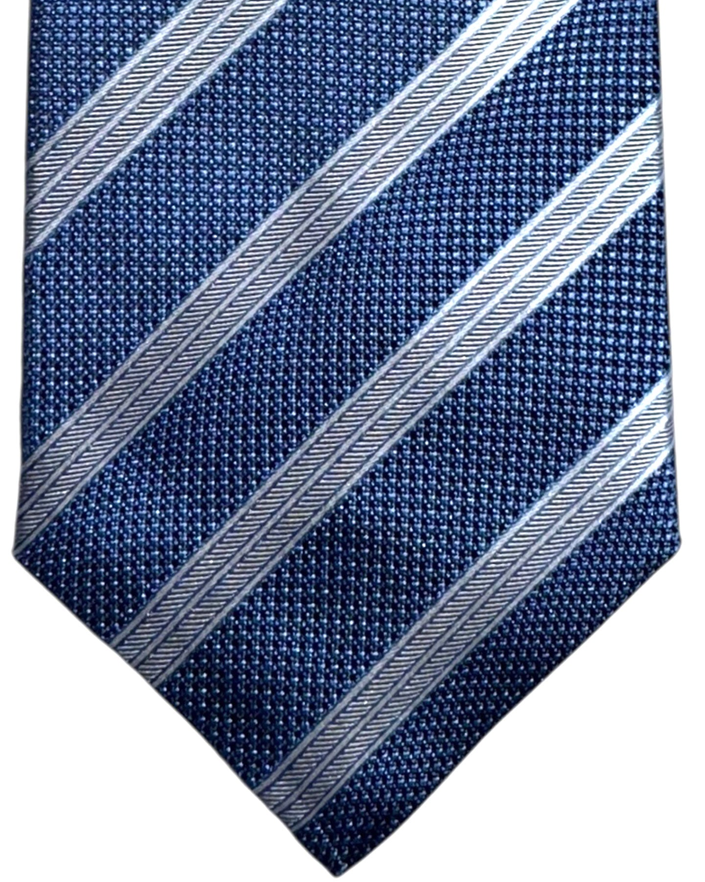 Kiton Sevenfold Tie Blue Stripes