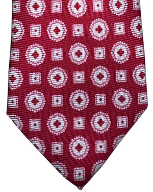Kiton Sevenfold Tie White Lobster Red 