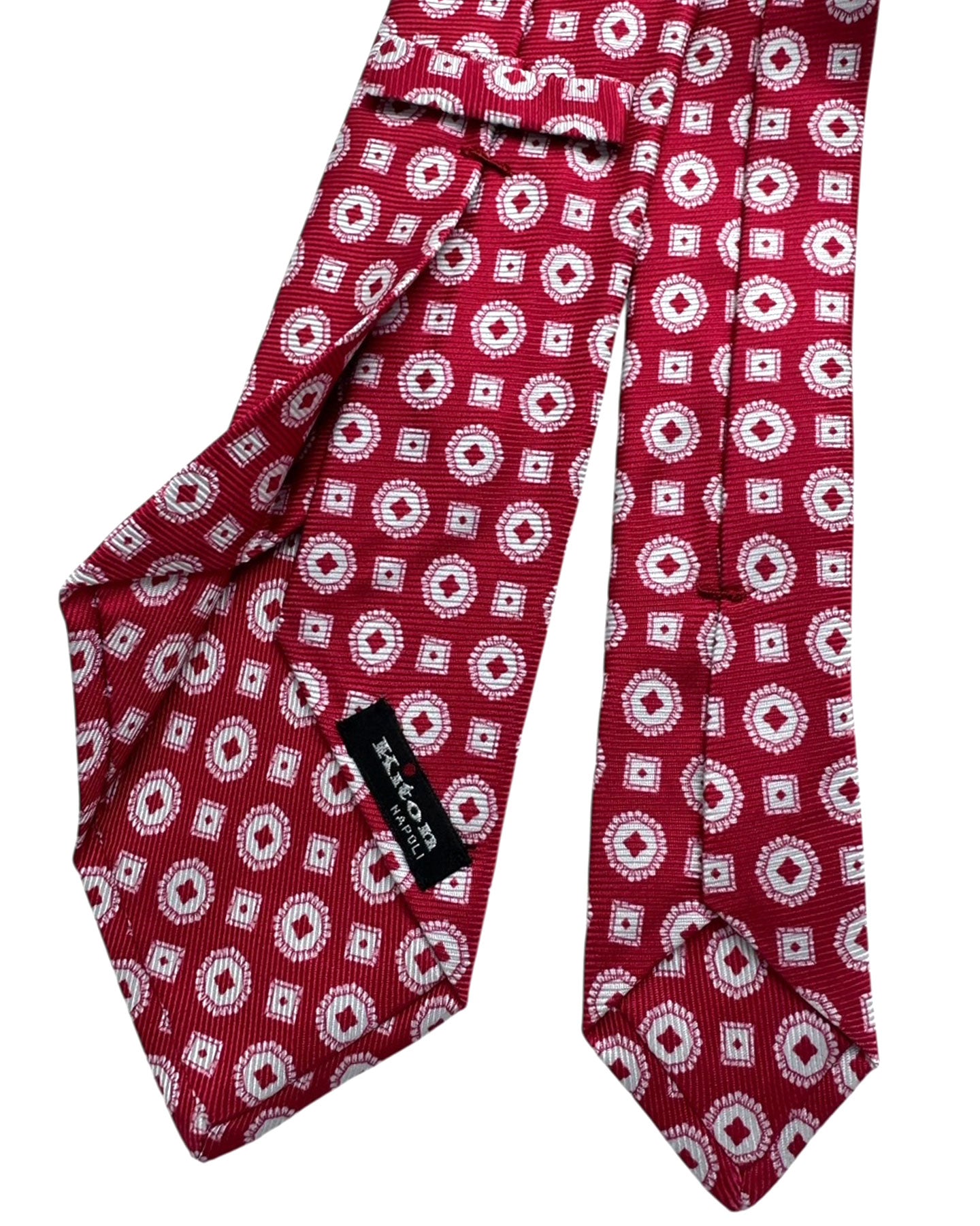 Kiton Sevenfold Tie White Lobster Red 