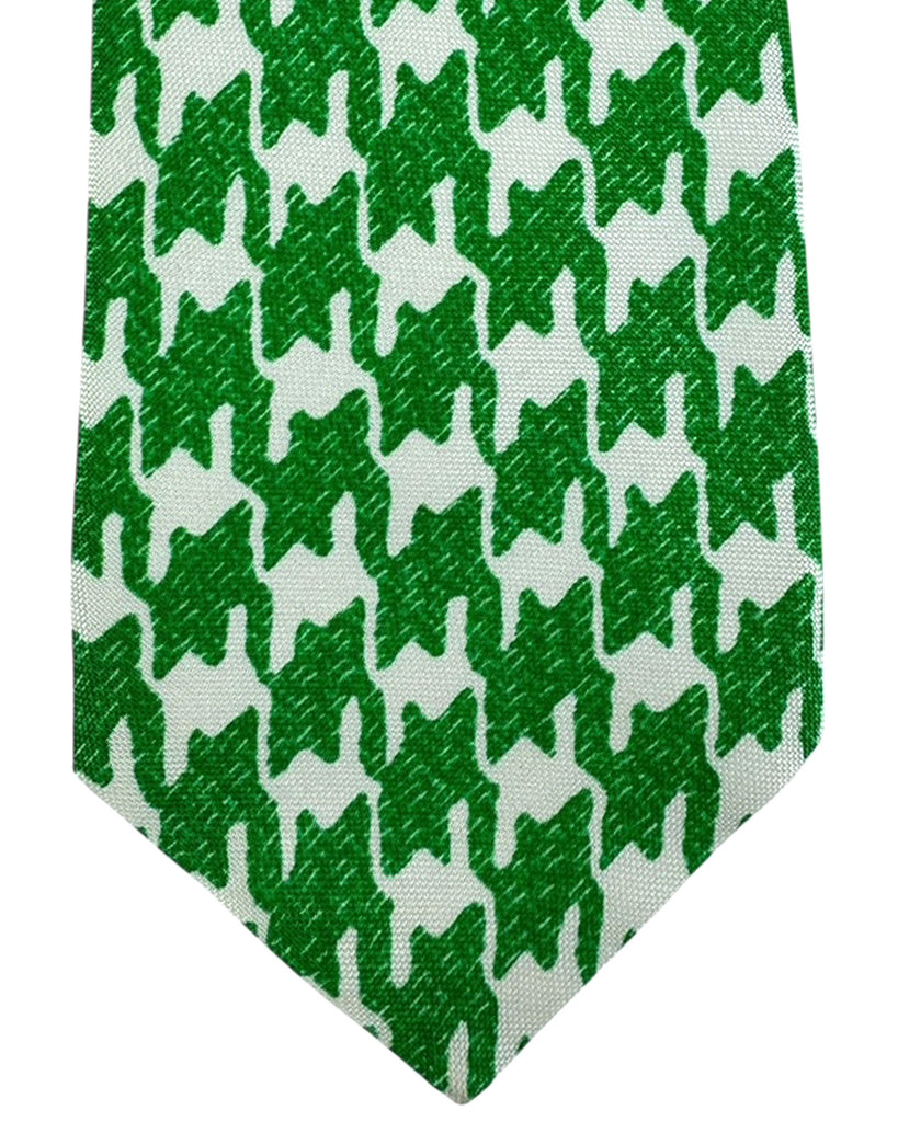 Kiton Sevenfold Tie White Green Houndstooth - Tie Deals Kiton Mint Green Linen Blend Herringbone Seven Fold Tie Made in Italy NEW main image 0