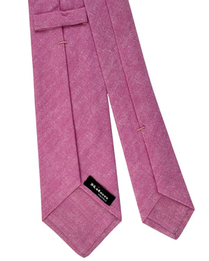 Kiton Tie Pink Design Cotton Linen - Sevenfold Necktie