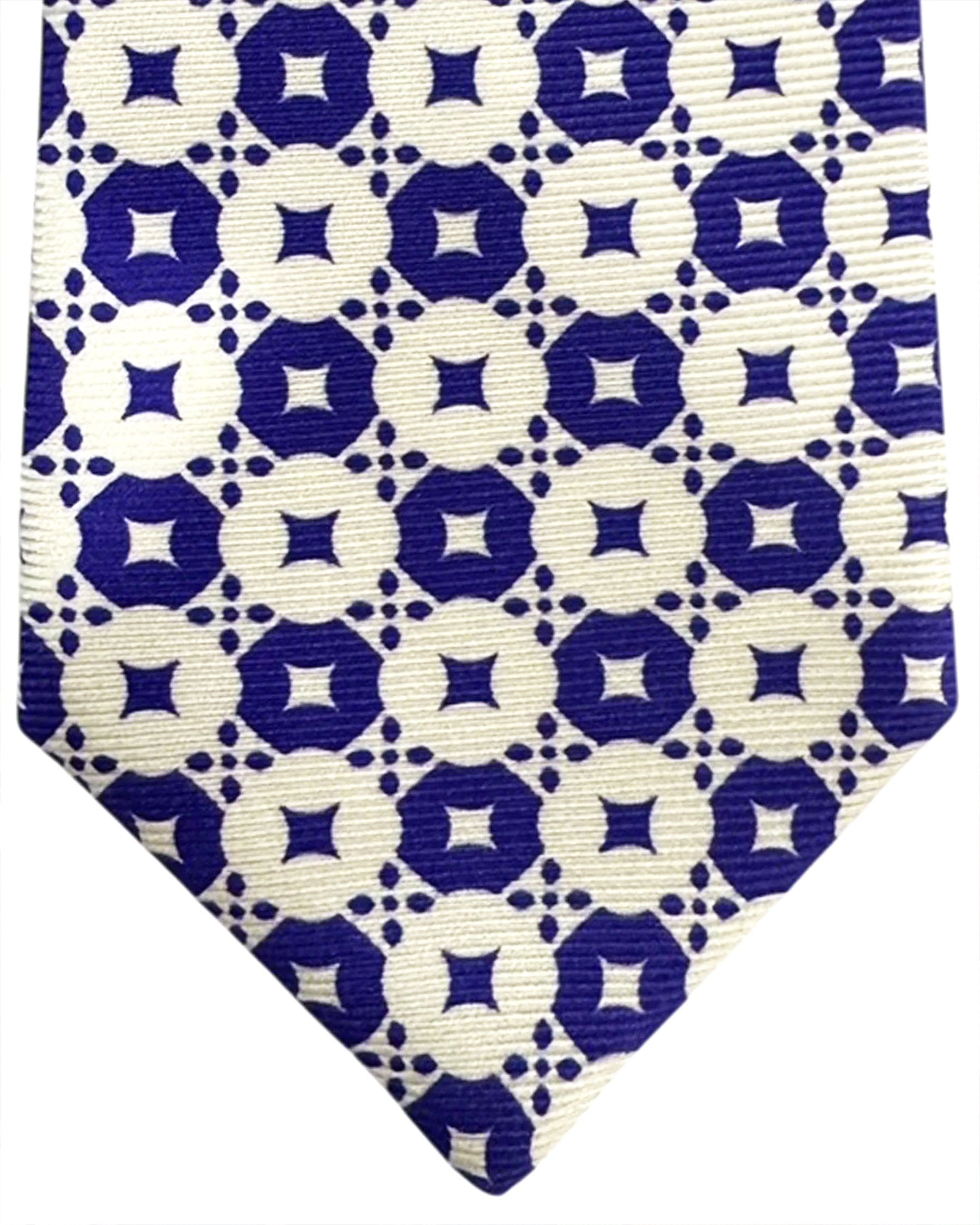 Kiton Sevenfold Tie Lapis Blue White Pattern