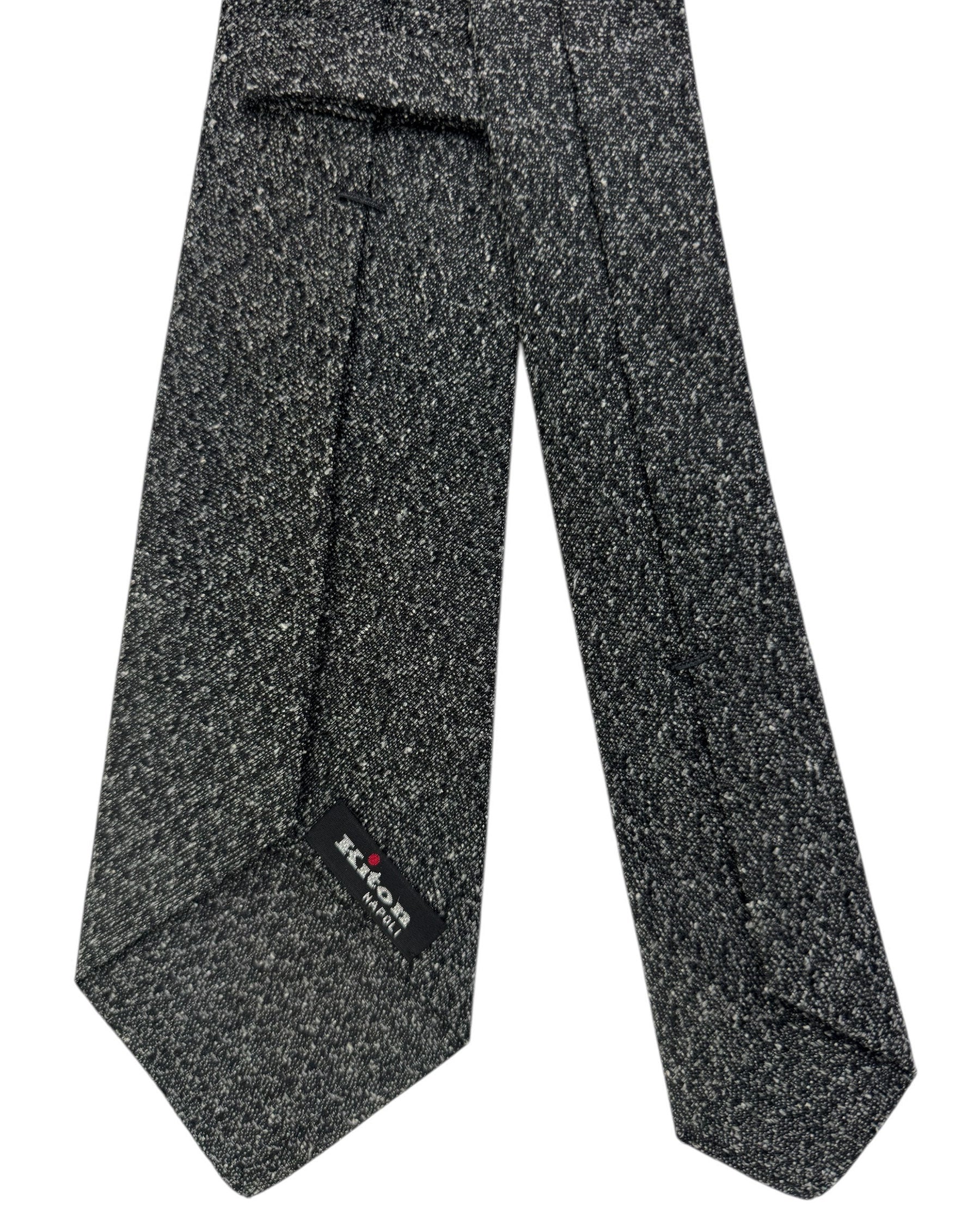 Kiton Sevenfold Tie Black Gray - Wool Silk