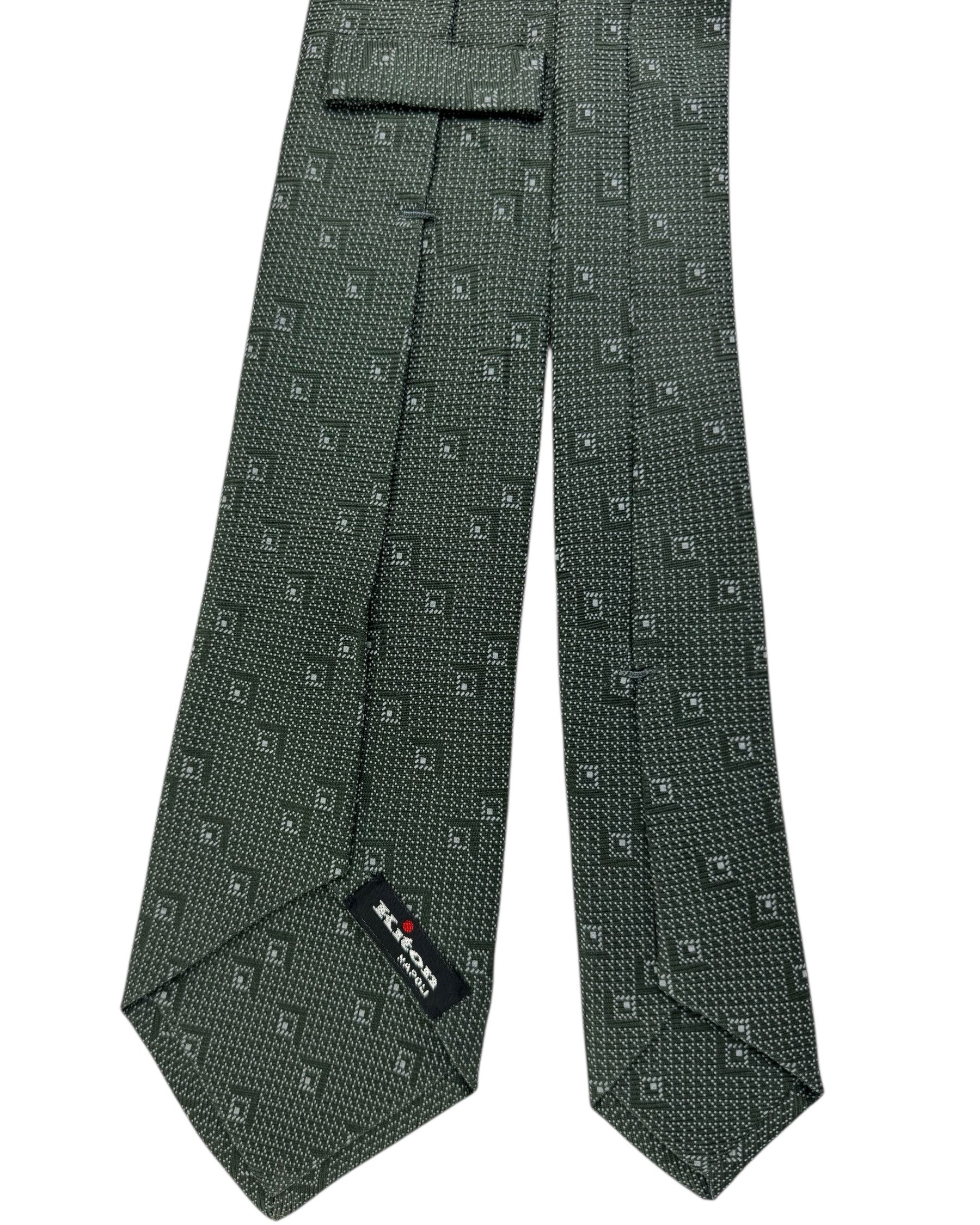 Kiton Sevenfold Tie Gray Green Design