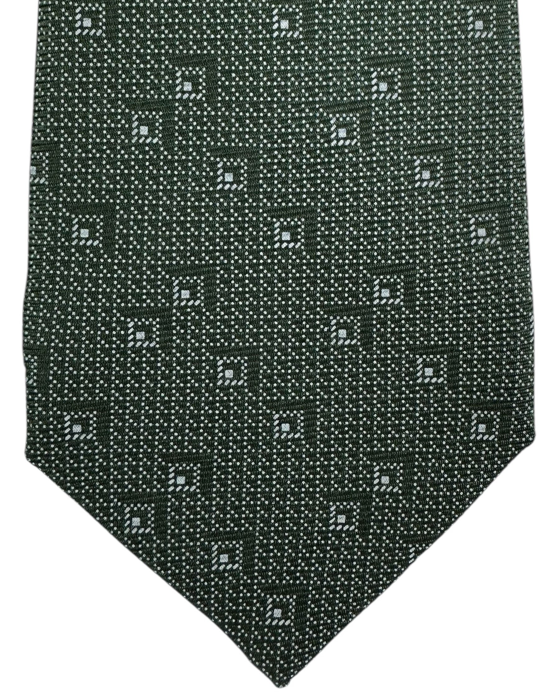 Kiton Sevenfold Tie Gray Green Design